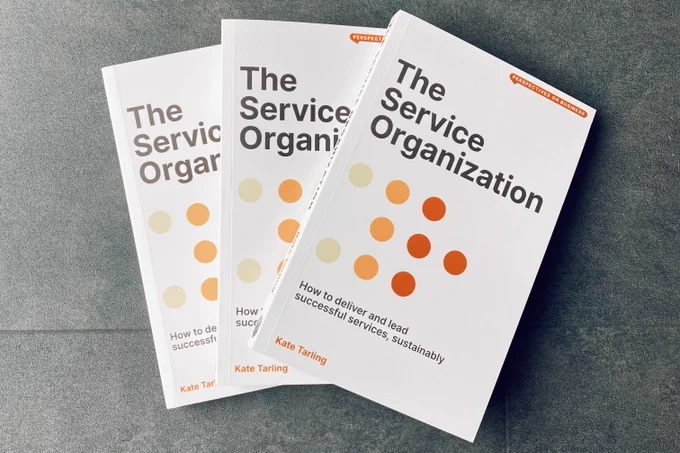 Three copies of the service organisation book laid out on a flat surface. 