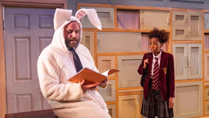 Tom Moores and Nkhanise Phiri in a scene from The Trial of Josie K at London's Unicorn Theatre