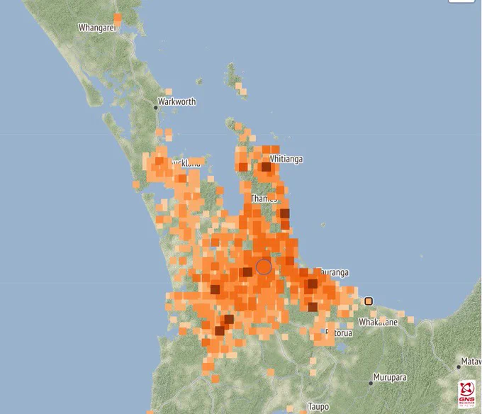 Felt reports across Auckland, Waikato and Bay of Plenty