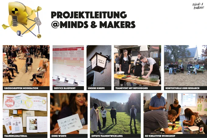 Foto-Collage zu unterschiedlichen Szenarien im minds & makers Alltag