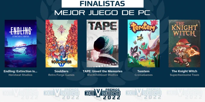 Portadas y títulos de los juegos finalistas al premio "Mejor Juego de PC"