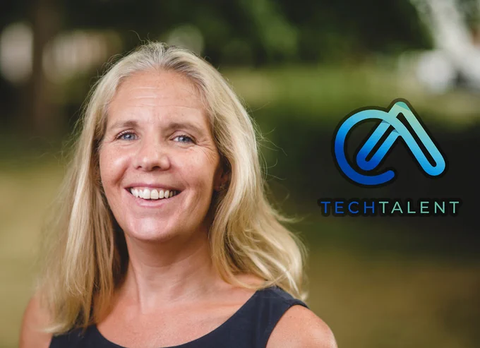 Headshot of Clodagh Murphy from CA Tech Talent with company logo to the side