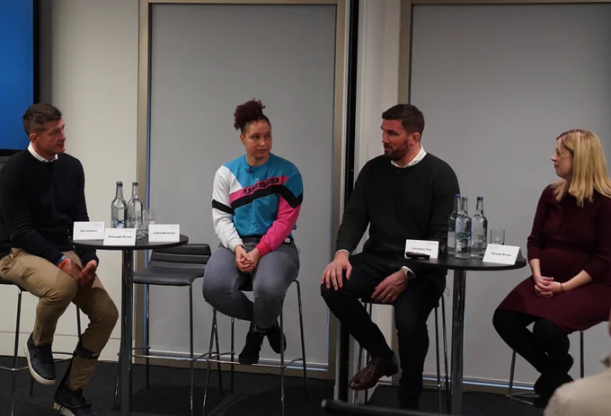 Host Ed Jackson, RPA General Secretary Christian Day, Shaunagh Brown and Hannah Bruce on our panel at the RPA Press Conference