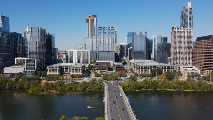 Downtown Austin skyline from South First Street Bridge.