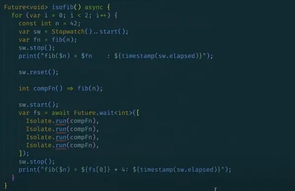 A benchmark test showcasing the speed of the new Isolate.run() function