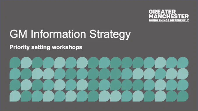 Banner for Greater Manchester Combined Authority information strategy priority setting workshops