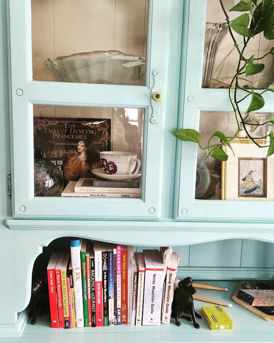 A cozy bookseller and cabinet.