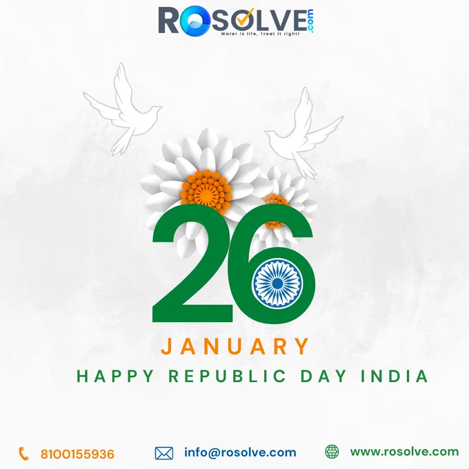Celebrating the 74th Republic Day with all Indians. Happy Republic Day to you all !!
This republic day we are offering exciting offers on new water purifiers and exclusive discounted offers on existing machine service & repair. 
Visit rosolve.com or Call/WhatsApp 081001 55936
Dealers in all water purifier brands in the market. Hurry Book your service now!!
#rosolve #RepublicDay #republicday2023 #republicdayindia #smallbiz #ROWaterPurifier #service #repair #AMC #kolkata #ROFilter #uvfilter #WestBengal #74threpublicday