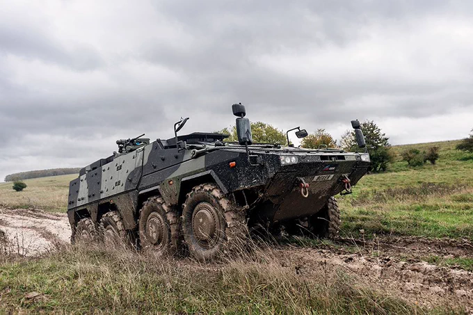Boxer armoured vehicle in a field
