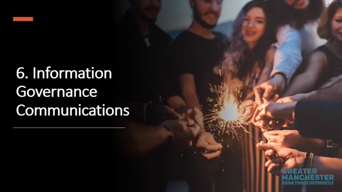 Group of happy people lighting sparklers together. 6. Information Governance Communications 