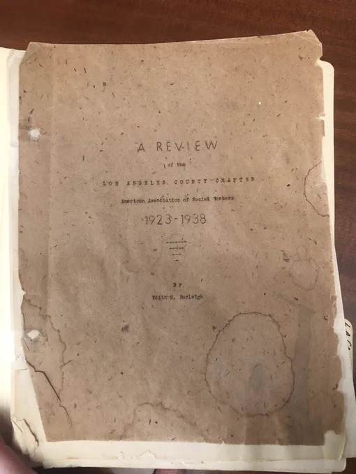 "A REVIEW" of the Los Angeles County Chapter American Association of Social Workers 1923-1938