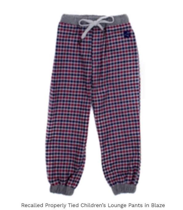 Recalled Properly Tied Children’s Lounge Pants in Blaze