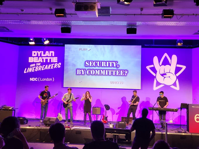 Photo of a band performing that happens that excludes Dylan Beattie