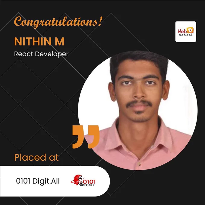 🎊 Student Placement 🎊

"Success is Where Preparation & Opportunity Meet"

Web D School Heartily Congratulate 👍