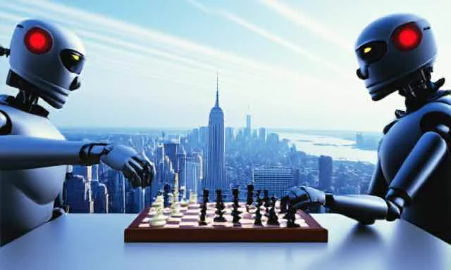 picture of two robots playing chess