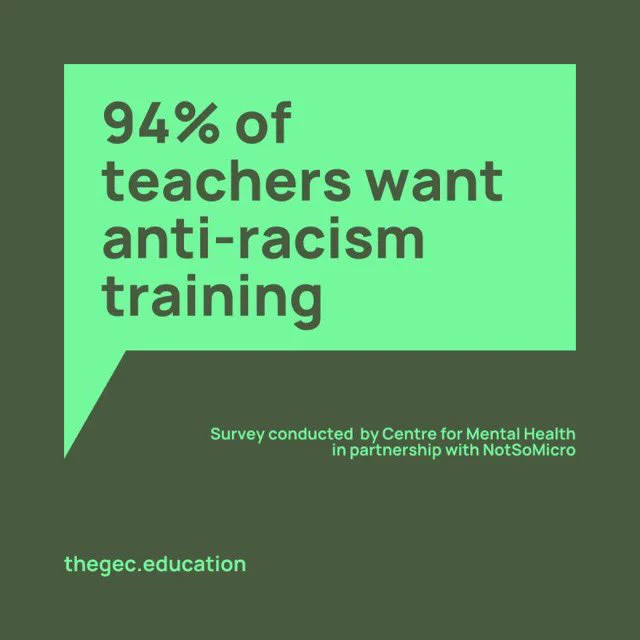 Green image - 94% of teachers want #antiracism education