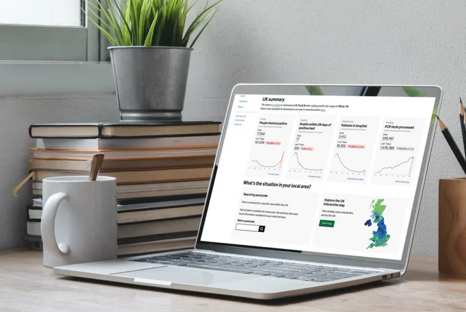 Image of a laptop showing data on the screen