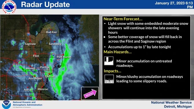 Light snow will continue into the evening hours. Up to an inch of accumulation is expected. 
