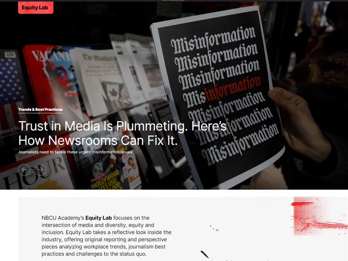 NBCU Academy's Equity Lab page