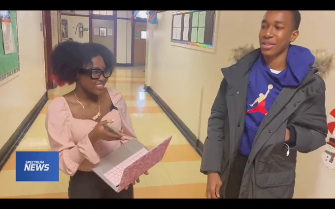 photograph >> Bronx youth innovation participants from Crotona International High School and International Community High School >> Spectrum NY1 >> 2023-01-25 >> MetaBronx