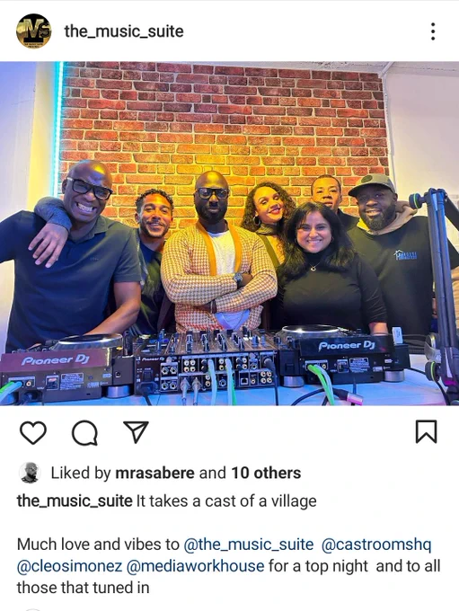 Instagram screenshot from The Music Suite showing a photo of all the performers after "An Audience with I'm Soul Into You and House Matters"