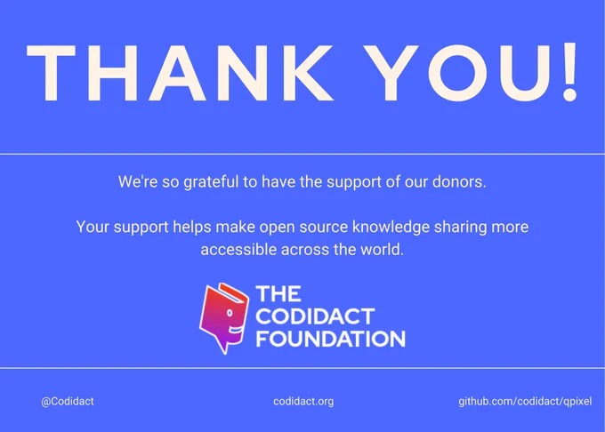 A banner reading, "Thank you! We're so grateful to have the support of our donors. Your support helps make open source knowledge sharing more accessible across the world"