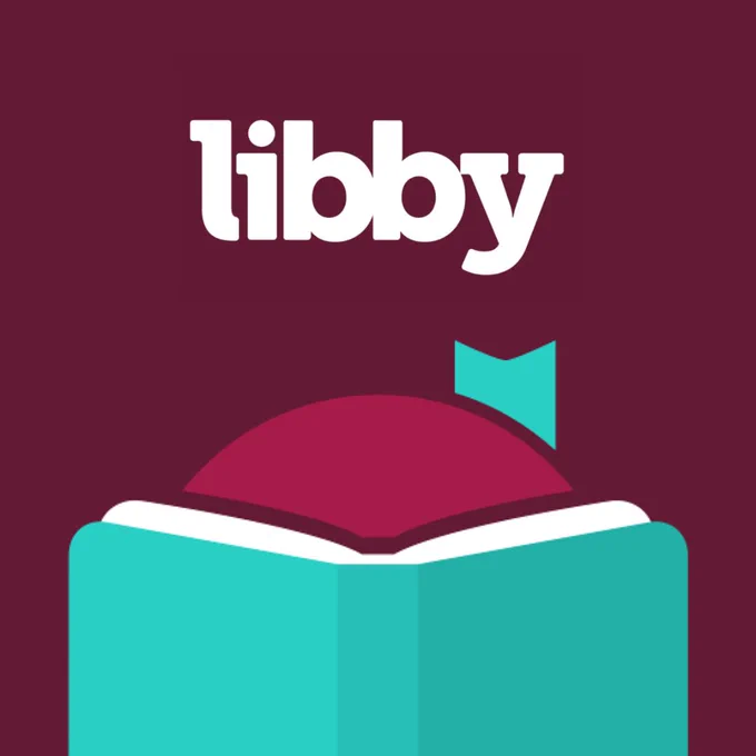 Libby logo with stylized book and bookmark