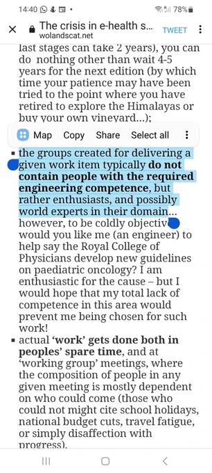 Picture of text outlining the crisis in health IT standards