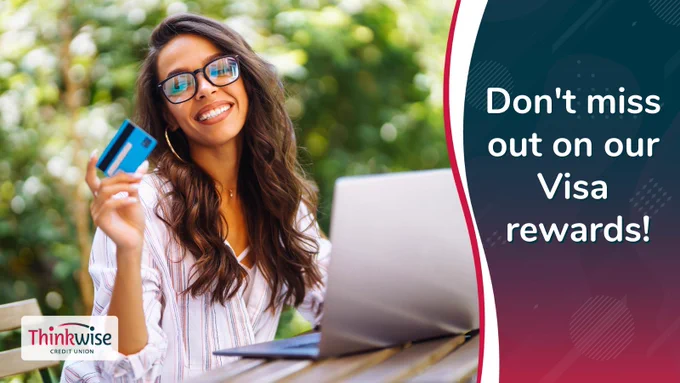Thinkwise Visa cardholders will now receive points for eligible transactions to redeem for rewards, including cash back for credit card transactions! Use your Thinkwise Visa Card to start earning today.