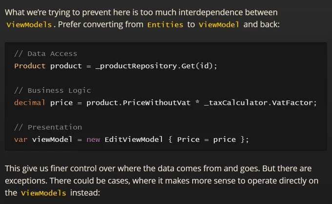 A screen shot of a code sample inside some documentation