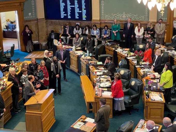 CSU System leadership attend legislative floor at the Colorado State Capital. 