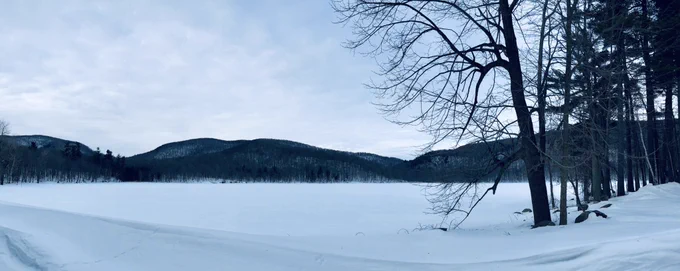 A frozen Lac Hertel at Mont Saint Hilaire (Biosphere Réserve)