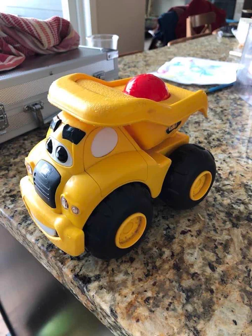 Toy yellow truck.