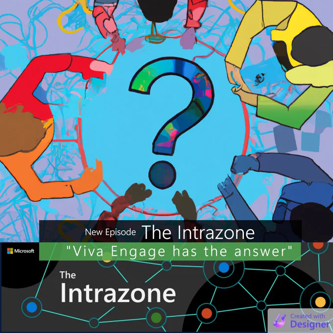 You have questions. Viva has answers. On today's episode, we chat with Michael Holste (Senior product marketing manager - Microsoft) and Steve Nguyen (Principal program manager – Microsoft) who focus on Microsoft Viva Engage and all the goodness it brings - with many exciting announcements disclosed today. You're going to hear about things geared toward leadership communications, ways to host and run internal AMAs, and the general notion of getting answers to your questions when using Microsoft Viva, what you'll hear referred to as Answers in Viva. Plus, you’ll hear a little future news on Yammer branding… Graphic shows a number of stylized people figures around a table with a big question mark seeking answers. 
