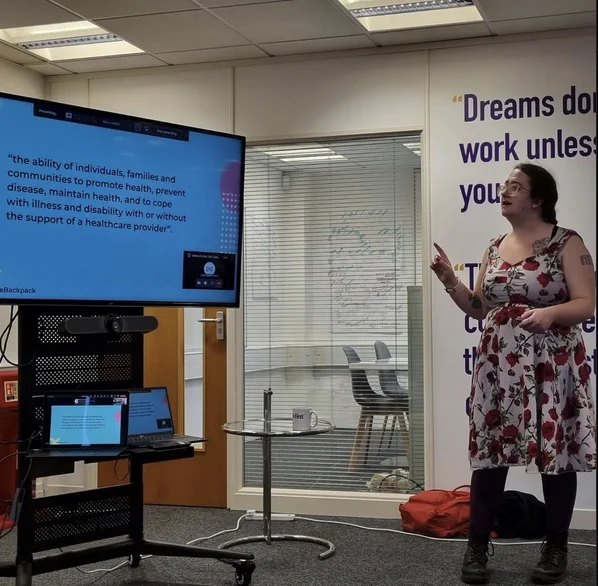 A photo of me doing a talk
