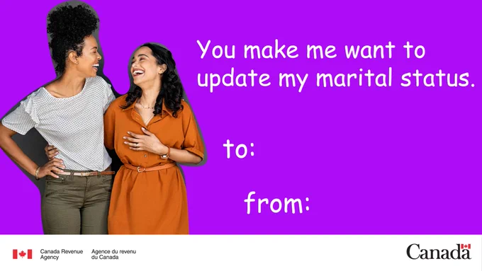 A couple stares into each others eyes. The text reads: You make me want to update my marital status” 