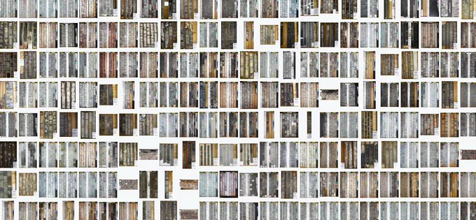 Image of hundreds of different colored rock cores .