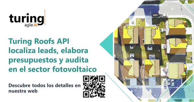 Imagen del modelo de machine learning que detecta tejados en viviendas unifamiliares y estima la exposición solar. Turing Roofs API localiza leads, elabora presupuestos y audita en el sector fotovoltaico. Descubre todos los detalles en nuestra web: https://www.turingchallenge.com/turingroofsapi