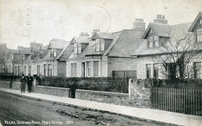 An old postcard showing villas at Gosford Road, Port Seton