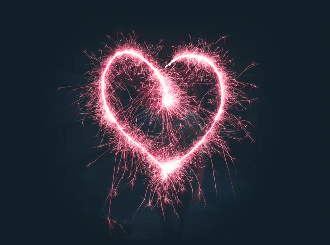 sparkler making the shape of a heart