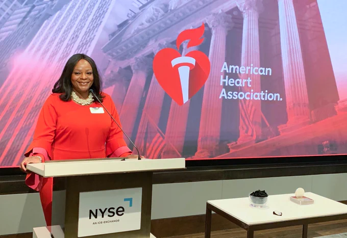 Dr. Michelle Albert at the New York Stock Exchange for Heart Month.