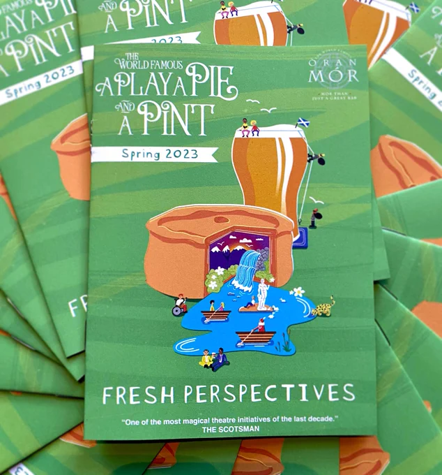 A Play, A Pie and A Pint Spring programmes in a spiral