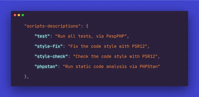 Setting custom descriptions for your composer scripts