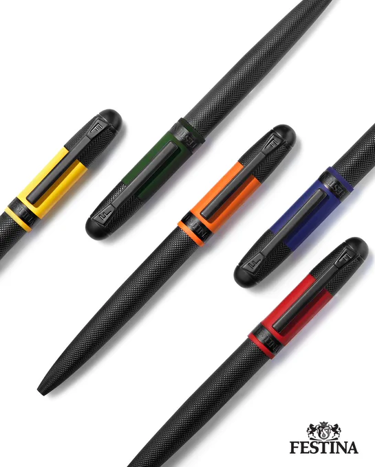 Festina | Ballpoint pen | Classicals | Black Edition 
Festina's top selling Classicals pen is re-invented with a new capsule edition: an innovative finishing that brings it a contemporary & luxurious edge. The surface is engraved and plated in matt black contrasted with the rubber touch matt lacquer of the cap, for a resolutely modern & graphical result. This color block version is available in yellow, orange, red, blue and green.

https://b2bgiftsshop.com/products/festina-fsw3984p-ballpoint-pen-classicals-black-edition-red

#festina #festinapen #writinginstruments #pens #desktopitems #officesupplies
