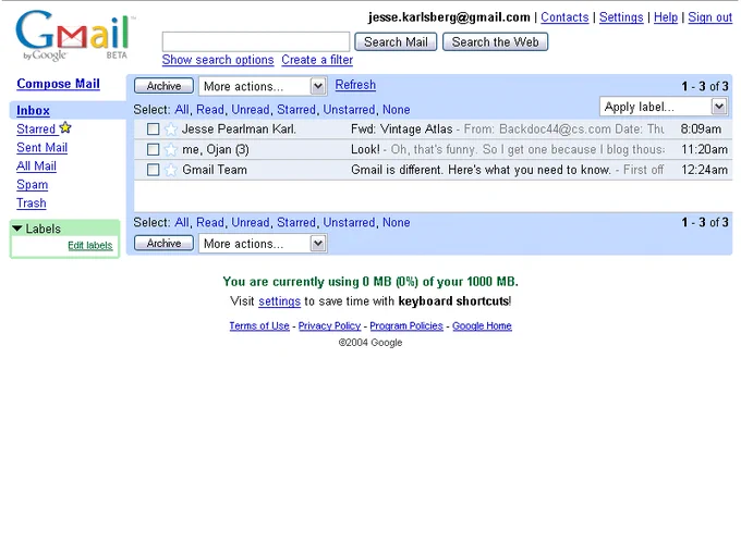 Gmail in 2004