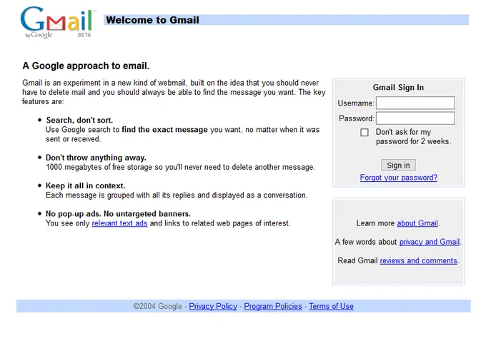 Gmail in 2004