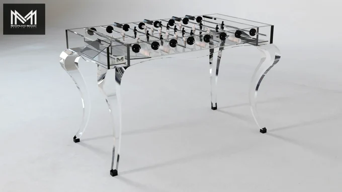 Class by Massimiliano Maggio Made in Italy, is a truly stunning work of art. Entirely made of clear material, it gives you the unique opportunity to have a stunning see through experience of the whole foosball table that makes the Crystal model a UNIQUE among all the similar items on the market.  This bespoke foosball table does not need any connecting hardware and it is the only model entirely transparent. Its elegance comes from the idea of a completely transparent luxury game table, which is meant for massive use but at the same time is able to enhance and elevate design of high-end, exclusive spaces. Available in Modern or Classic version.
Indoor or Outdoor. 
#exclusive #mancave #gameroom #crystal #gametables #Luxury #Design #madeinitaly #luxurycomplements #luxuryrealestate #foosball #luxuryfoosball #Luxuryhomes #Luxurylifestyle #bespoke #interiordesign #interior #interiors #artwork #highquality #furnitures #homedesign #interiores #italianstyle #high-end #glass #transparent #massim