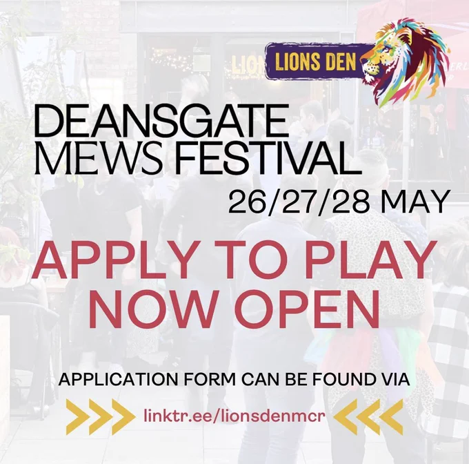🤘🏼🎸🥳FESTIVAL APPLICATIONS ARE NOW OPEN 🥳🎸🤘🏼

Apply to play #DeansgateMewsFestival2023 via the link in our bio 🔗

We can’t wait to see the talent come through the application process this year🙌🏼

DEADLINE: 28th February ‼️