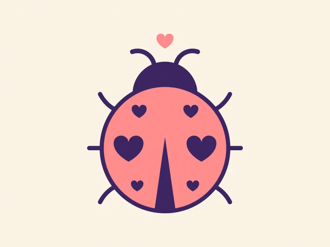 Cute Kawaii Love Heart Ladybug Ladybeetle Lovebug
