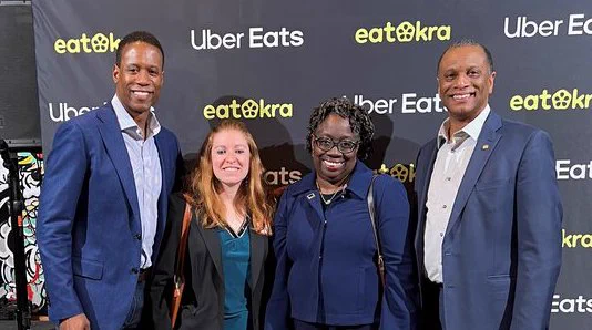LISC's George Ashton III, Yvonne Durbin, Denise Scott, and Dale Royal at the Black Restaurant Fund launch party in Atlanta.